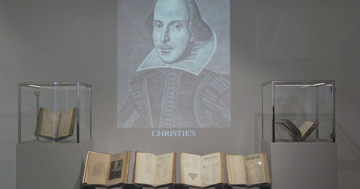Шест бройки от първото издание на пиеси на Уилям Шекспир