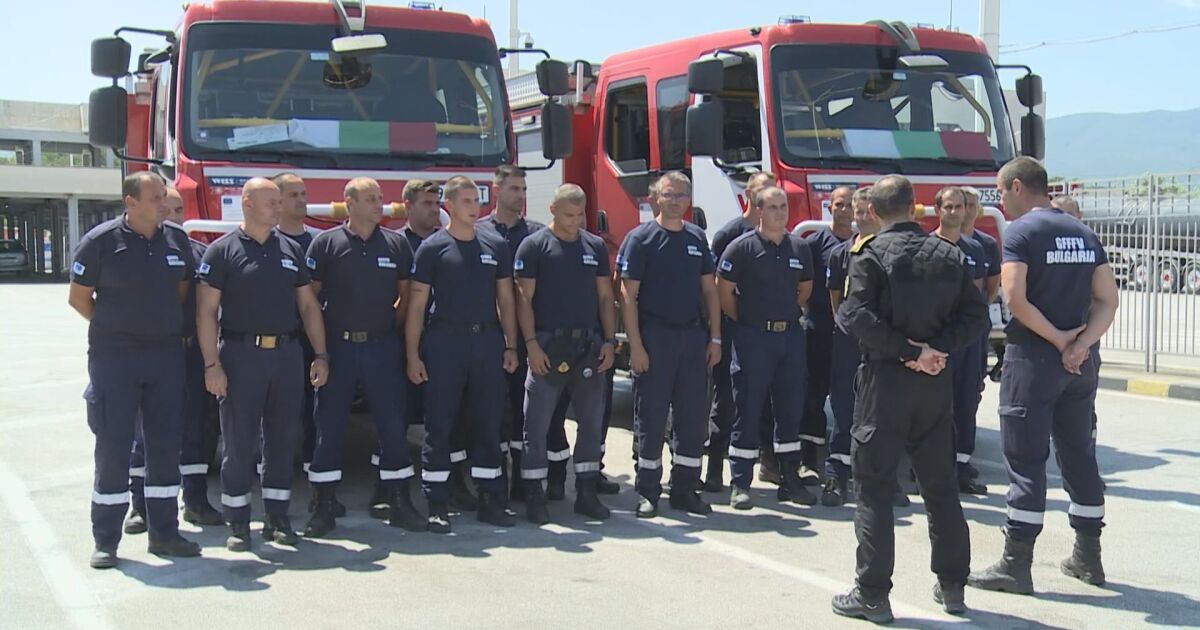 Част от българските пожарникари, участвали в гасенето на пожарите в