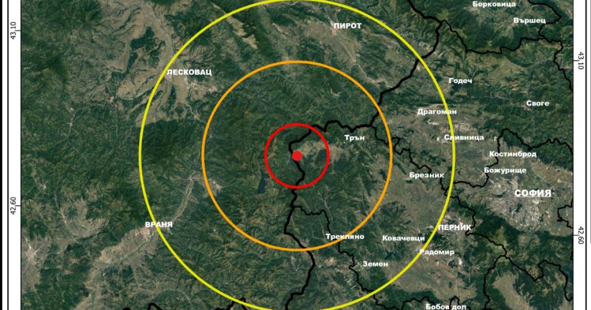 Земетресение с магнитуд 3,6 е регистрирано на 16 км западно