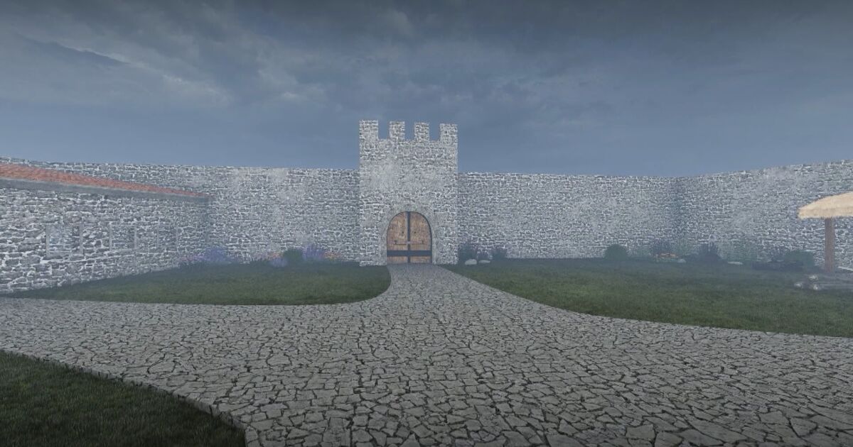 Дигитална възстановка на средновековния замък на деспотите край Казанлък, съществувал