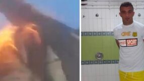 Футболист се самозапали пред полицейски участък (ВИДЕО)