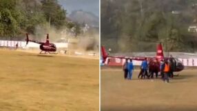 Хеликоптер кацна на терена, фенове набиха пилота и пасажерите