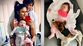 Шампиони под карантина: Даниел Александров тренира... с бебе, куче и под зоркия поглед на жена си (ВИДЕО)