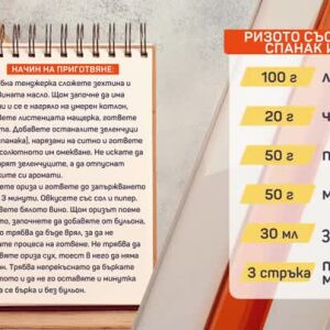 Снимка: Ризото със зелен лук, спанак и рикота