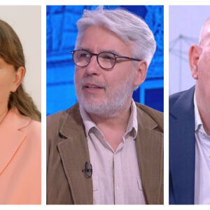 Снимка: Деница Сачева, проф. Росен Стоянов и Йово Николов - гости в "Лице в лице"