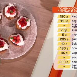Снимка: Големи сочни мъфини с ягоди и кафява захар