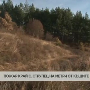 Снимка: Пожар край врачанското село Струпец на метри от къщите