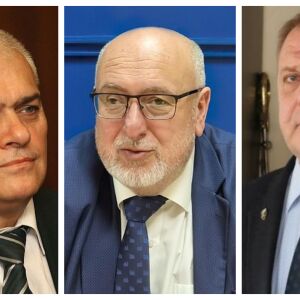 Снимка: Валентин Радев, Милко Палангурски и Красимир Каракачанов са гости в "Лице в лице"