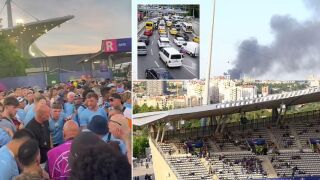 Хаос преди финала: Пожар край стадиона и кошмарен трафик