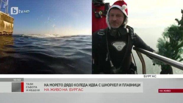 Снимка: Дядо Коледа с шнорхел и плавници