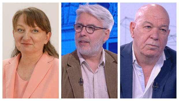 Снимка: Деница Сачева, проф. Росен Стоянов и Йово Николов - гости в "Лице в лице"