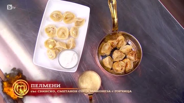 Chef Наталия Хитрина презентира пелмени със свинско месо, сметанов сос и майонеза с горчица