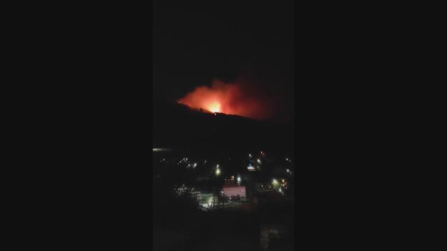 Голям пожар гори тази вечер в гората над Радомир Заснетите кадри