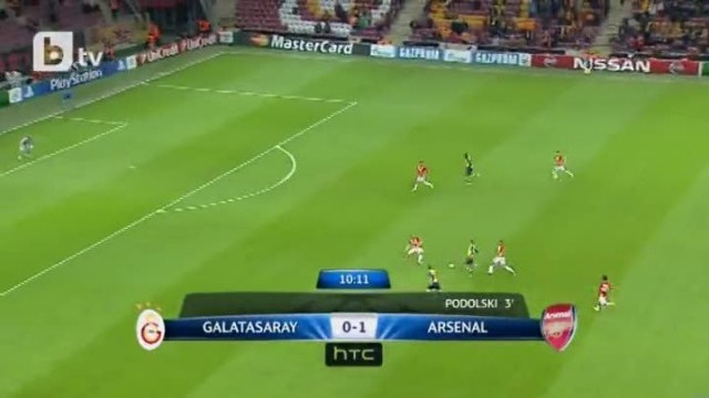 Арсенал удвоява за 2:0 с Галатасарай (ВИДЕО)