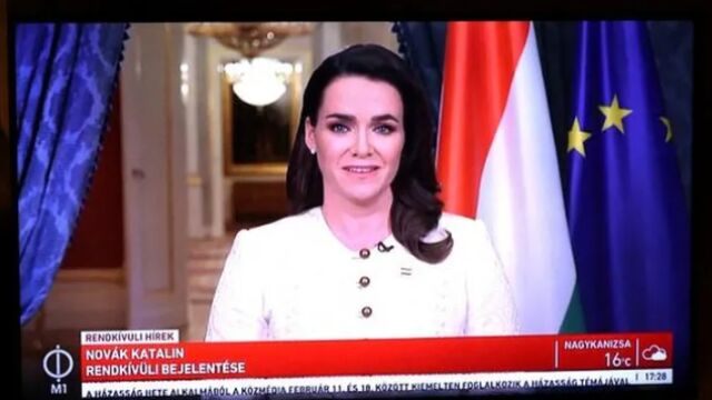 Унгарският президент Каталин Новак подаде оставка на живо по телевизията