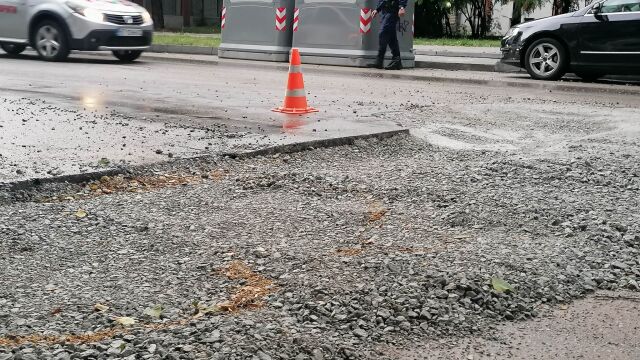 Частични нарушения на пътната инфраструктура във Велико Търново след поройния