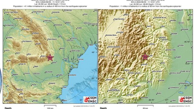  Земетресение е разлюляло румънската сеизмична зона Вранча днес в ранния