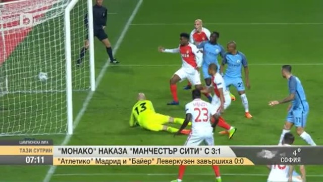 "Монако" наказа "Манчестър Сити" с 3:1