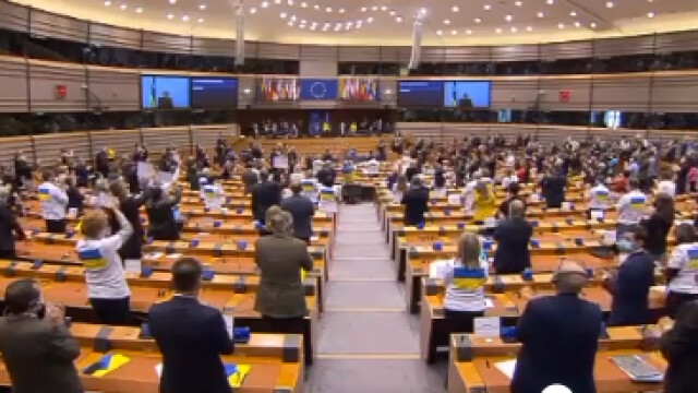 Украинският президент Володимир Зеленски направи обръщение към Европейския парламент по