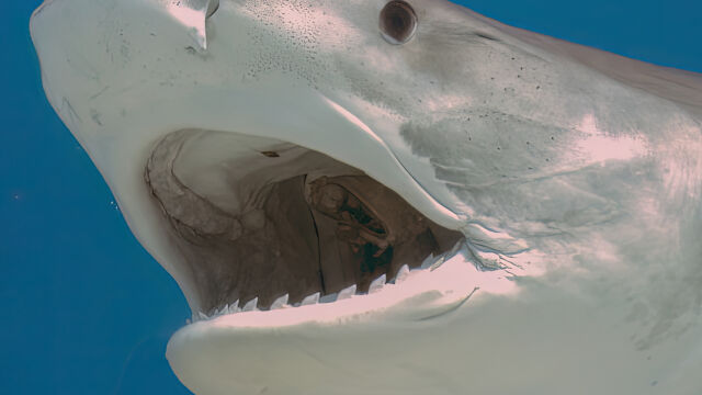Огромна тигрова акула нападна нищо неподозиращ рибар Хищникът захапао част