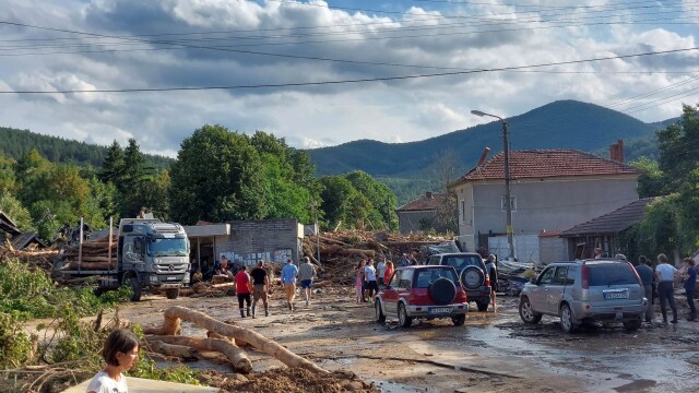 Трети ден след потопа отломки коли дървета и наноси