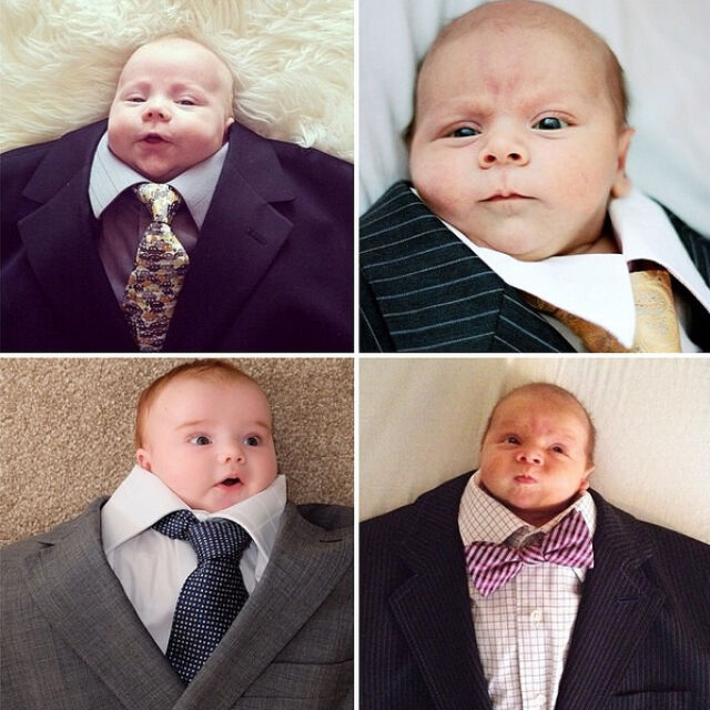 Последна мода: Снимка на бебето ви в костюма на татко му (СНИМКИ)