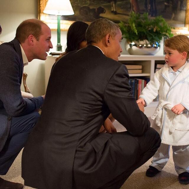 Принц Джордж се запозна с Барак Обама (СНИМКИ)