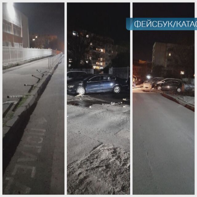 Пиян шофьор мина през колчета на тротоар и блъсна няколко коли в София