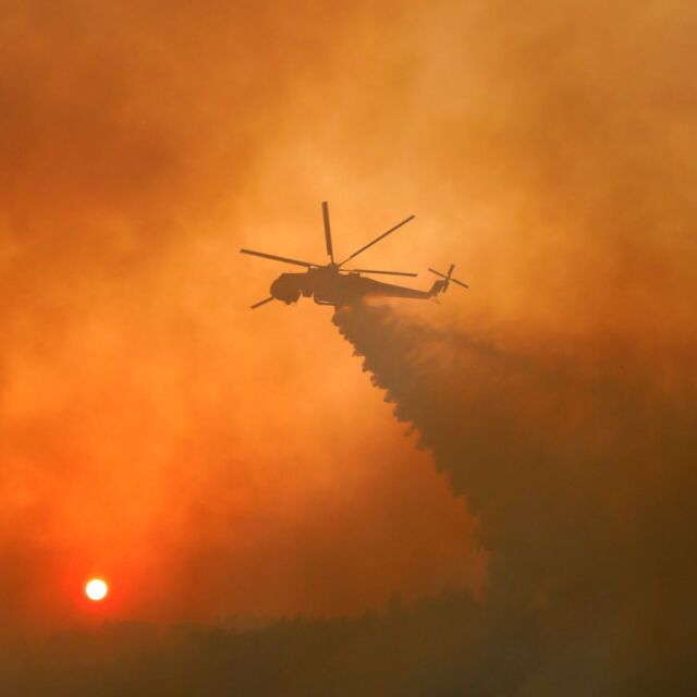 Голям горски пожар бушува на 80 км от Атина