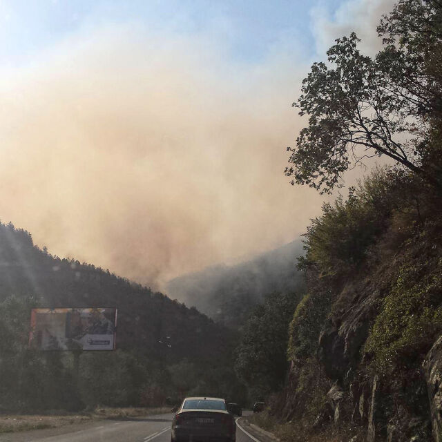 Пожар затвори за кратко пътя за Гърция (СНИМКИ И ВИДЕО)