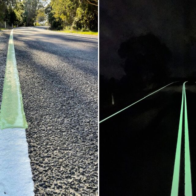 Австралия изпробва светещи в тъмното линии по пътищата