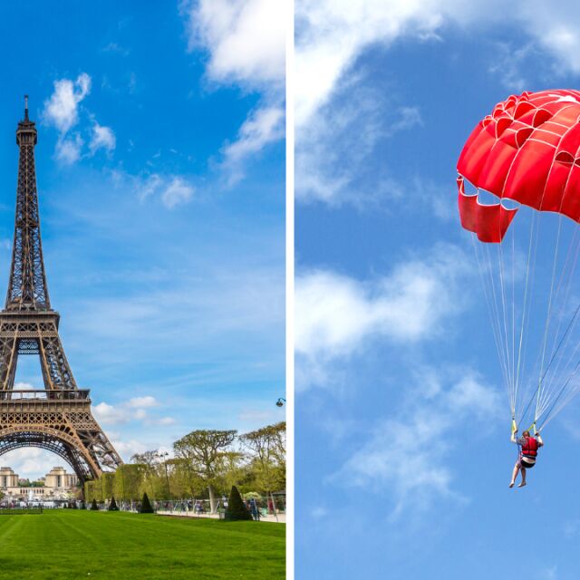 Мъж скочи с парашут от Айфеловата кула 