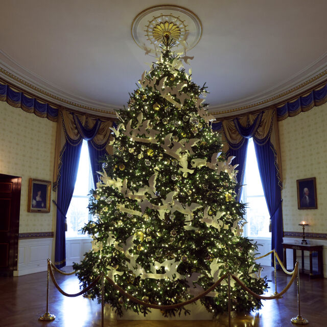 41 елхи и 78 750 лампички - с какво още Джил Байдън украси Белия дом за Коледа