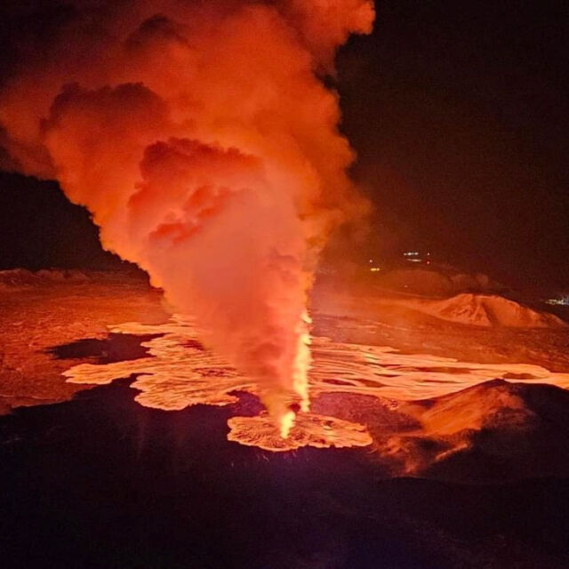 Яркооранжева лава и разтопени скали: Отново изригна вулканът в Исландия (ВИДЕО и СНИМКИ)