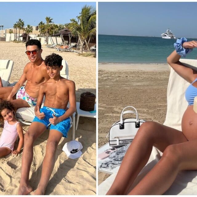 Приятелката на Роналдо показа големия си корем на плажа в Дубай