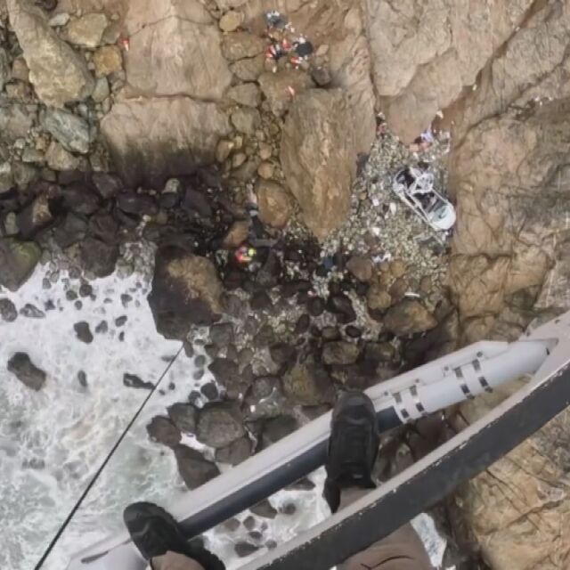 Видео показва мястото, на което кола падна от 76-метрова скала, а семейство оцеля по чудо