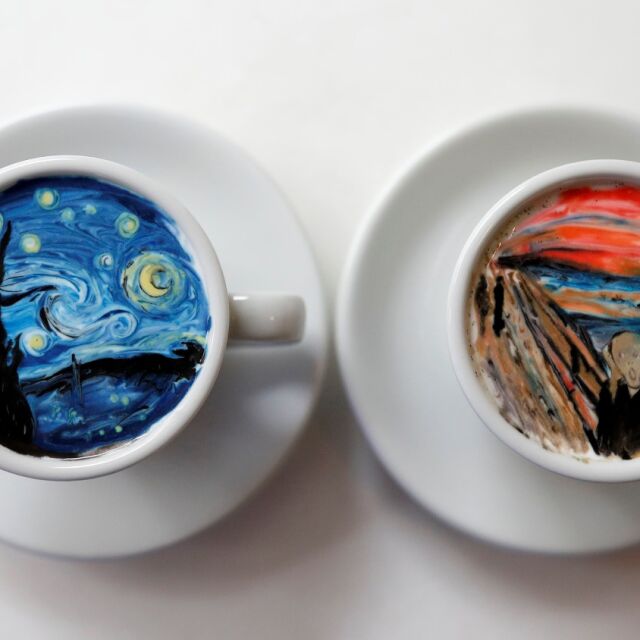 Художник от Южна Корея превръща всяка чаша кафе в произведение на изкуството