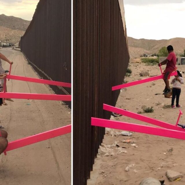 Срещу стените между хората: Розови люлки на оградата между САЩ и Мексико (ВИДЕО)
