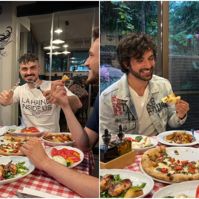 Ергенът Евгени Генчев вечеря с приятели в италиански ресторант
