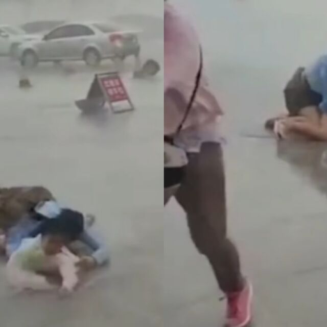 Майка и детето ѝ бяха пометени от силен вятър