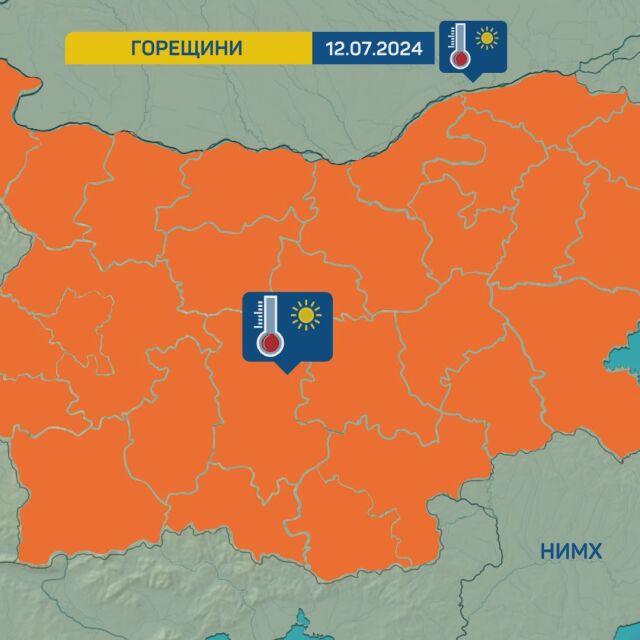  Оранжев код за температури до 40° в цялата страна 