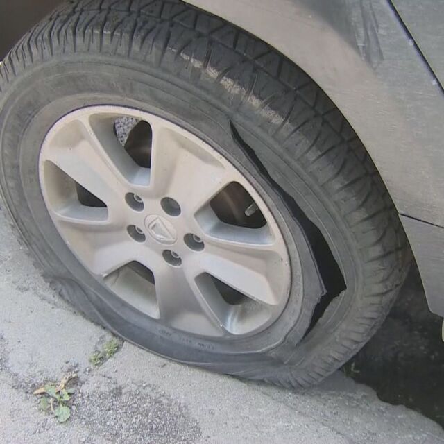 С нарязани гуми осъмнаха над 30 автомобила в София