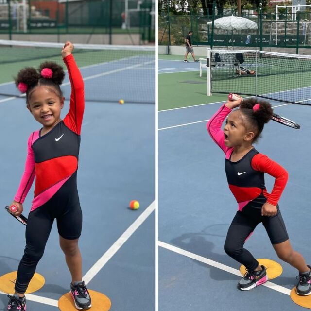 Серина Уилямс напътства дъщеря си в първите ѝ стъпки в тениса (ВИДЕО)