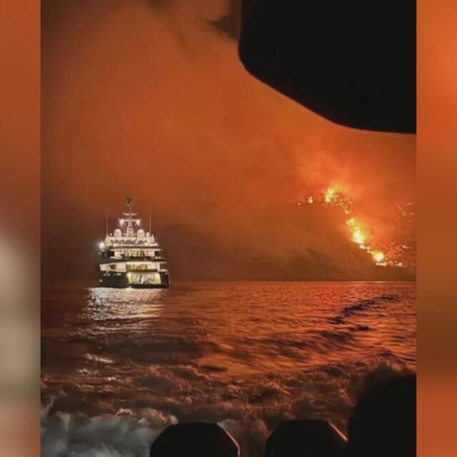 Фойерверки от яхта в морето подпалиха единствената борова гора на гръцки остров (СНИМКИ)