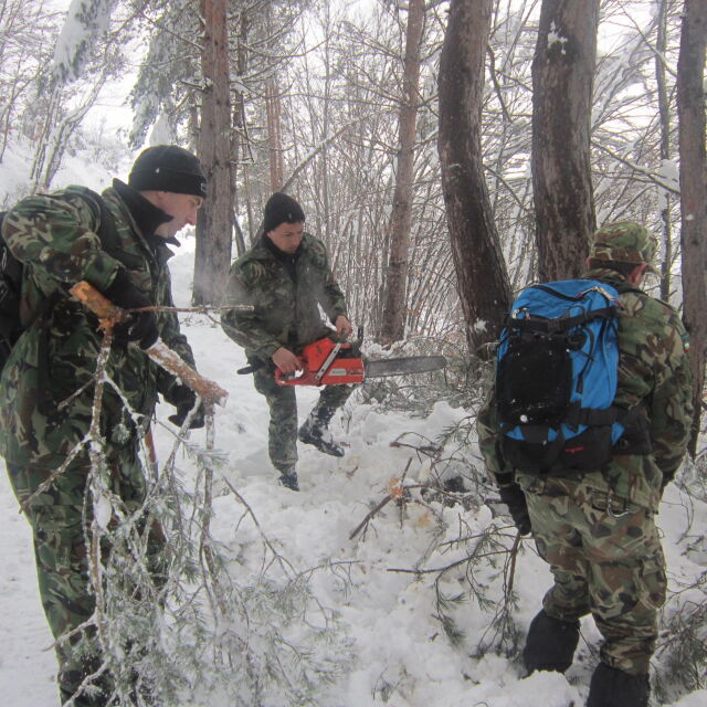 Военни и дървосекачи пробиват през снега в Смолянско (СНИМКИ)