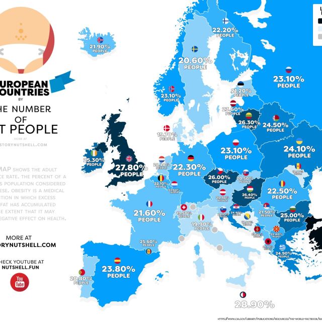 Карта на затлъстяването в Европа