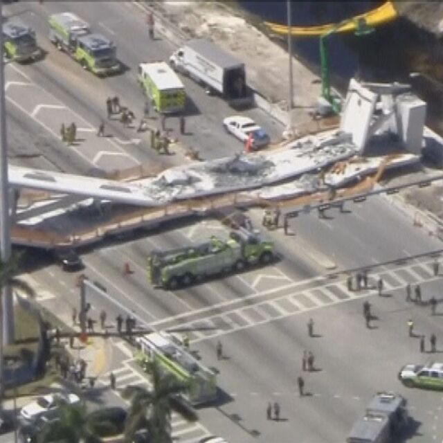 Нов пешеходен мост се срути в Маями, има загинали