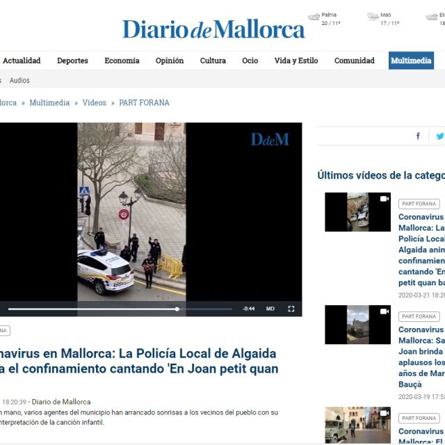 Полицаи пеят детски песнички по улиците за най-малките под карантина на Майорка (ВИДЕО)