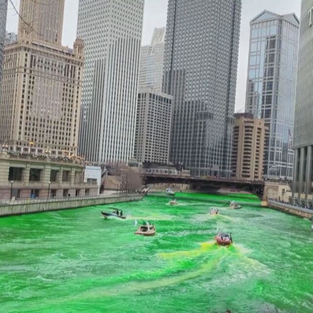 Традиция от 1962 г.: Река Чикаго отново позеленя (ВИДЕО)