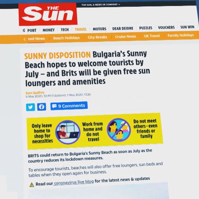 Британски медии препоръчват „Слънчев бряг“ за лятна ваканция на фона на пандемията 